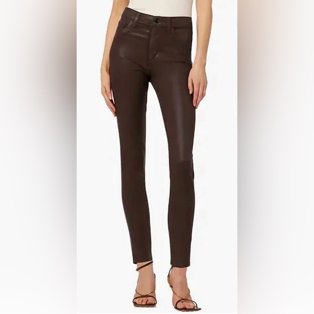 Joes Jeans Brown “The Charlie” High Rise Skinny Ankle Leather Coated Jeans - 27